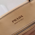 Prada Symbole Small Bag with Topstitching in Beige Leather - Image 2