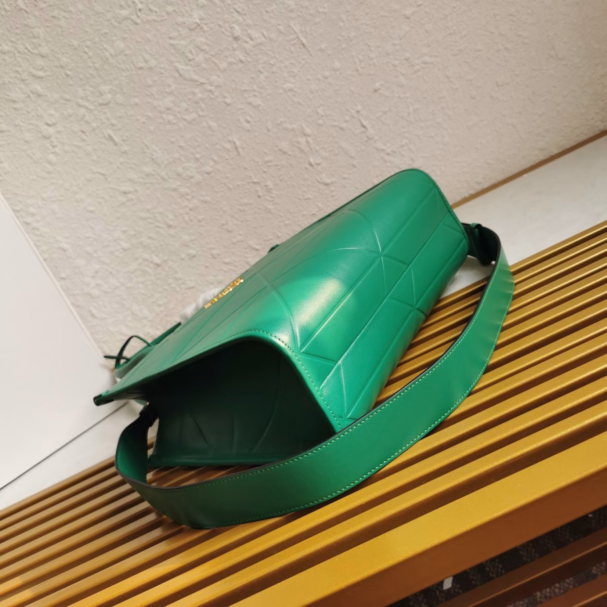 Prada Symbole Small Bag with Topstitching in Green Leather - Image 8