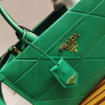Prada Symbole Small Bag with Topstitching in Green Leather - Image 4