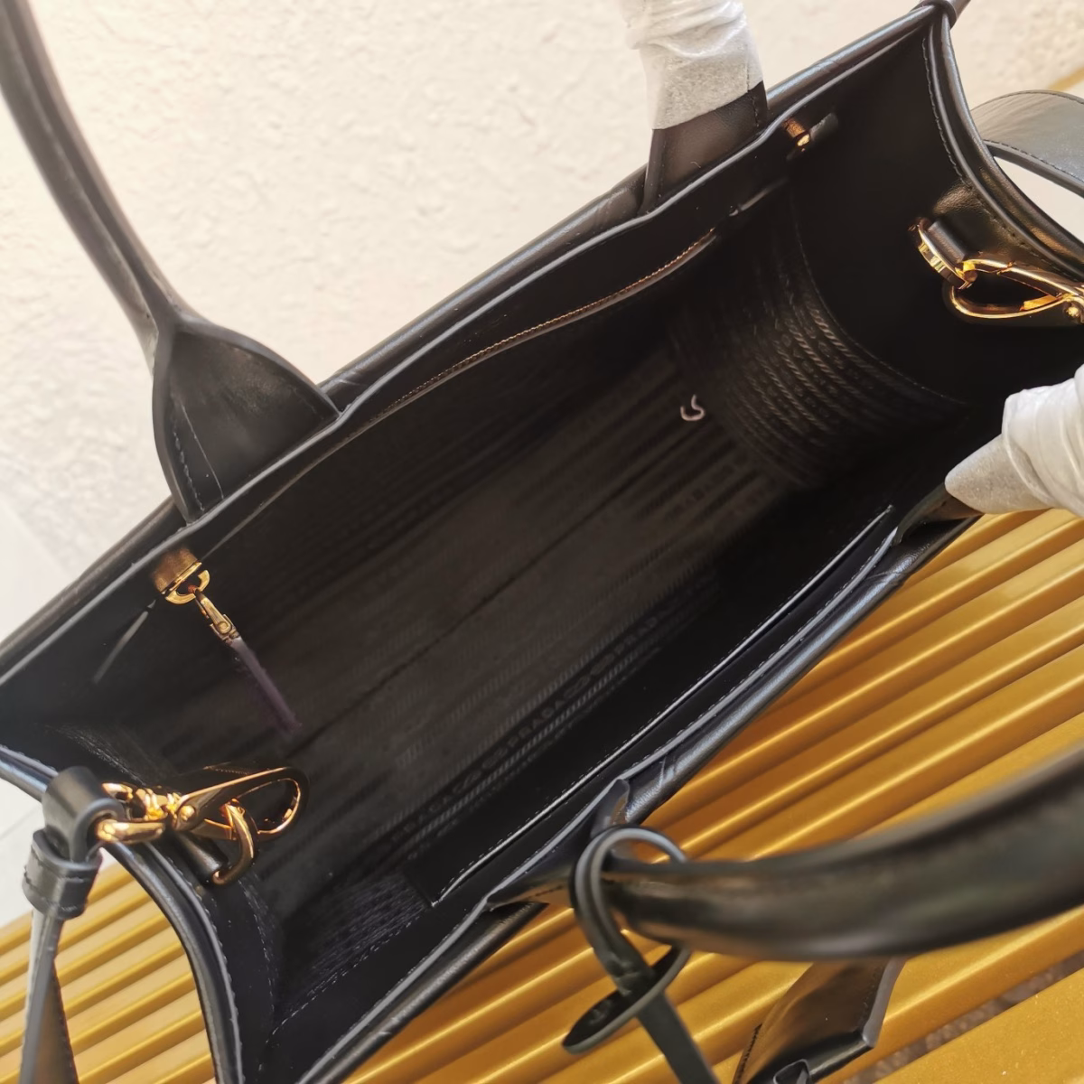 Prada Symbole Small Bag with Topstitching in Black Leather - Image 2