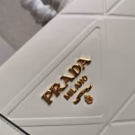 Prada Symbole Small Bag with Topstitching in White Leather - Image 2