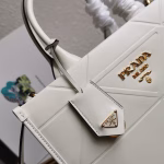 Prada Symbole Small Bag with Topstitching in White Leather - Image 5