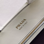 Prada Symbole Small Bag with Topstitching in White Leather - Image 4