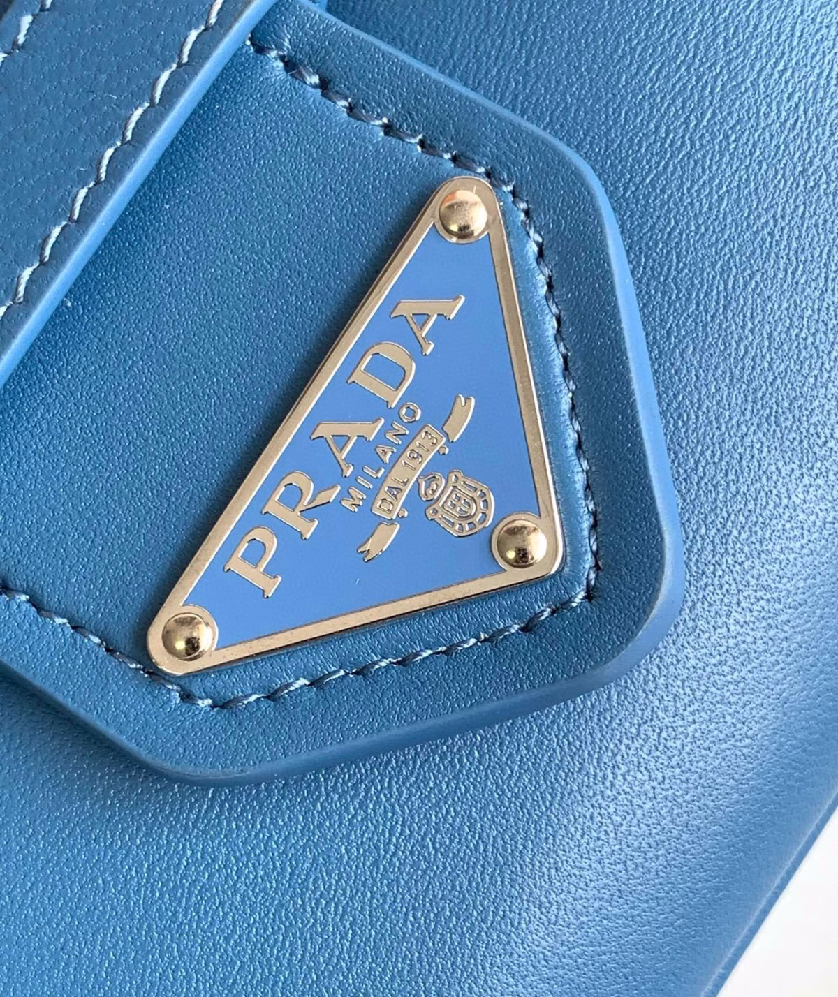 Prada Moon Bag in Blue Padded Nappa Leather - Image 10