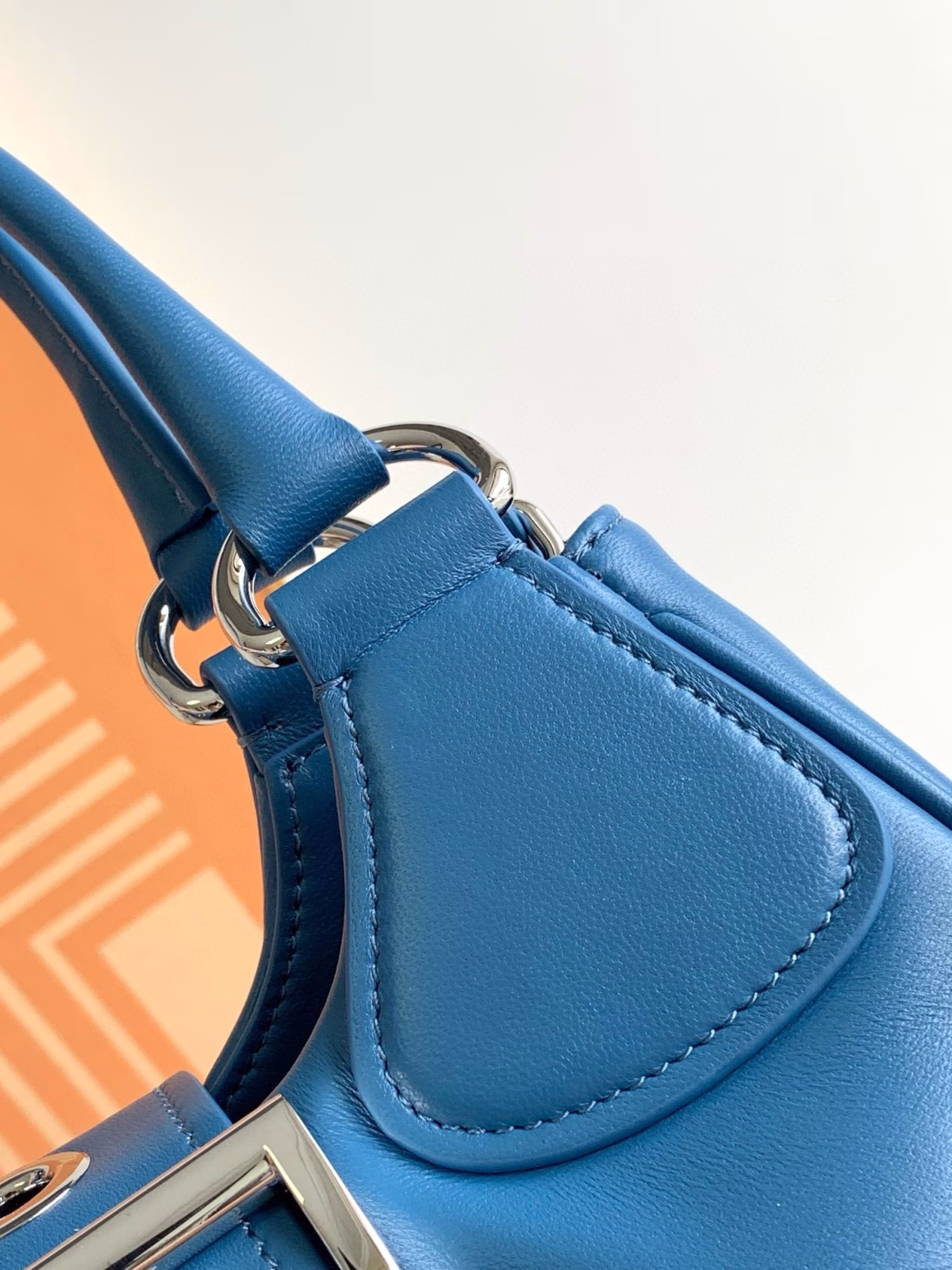 Prada Moon Bag in Blue Padded Nappa Leather - Image 2