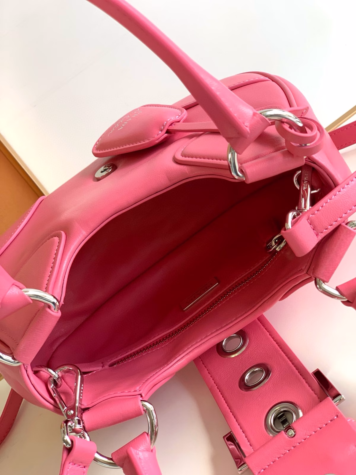 Prada Moon Bag in Pink Padded Nappa Leather - Image 3