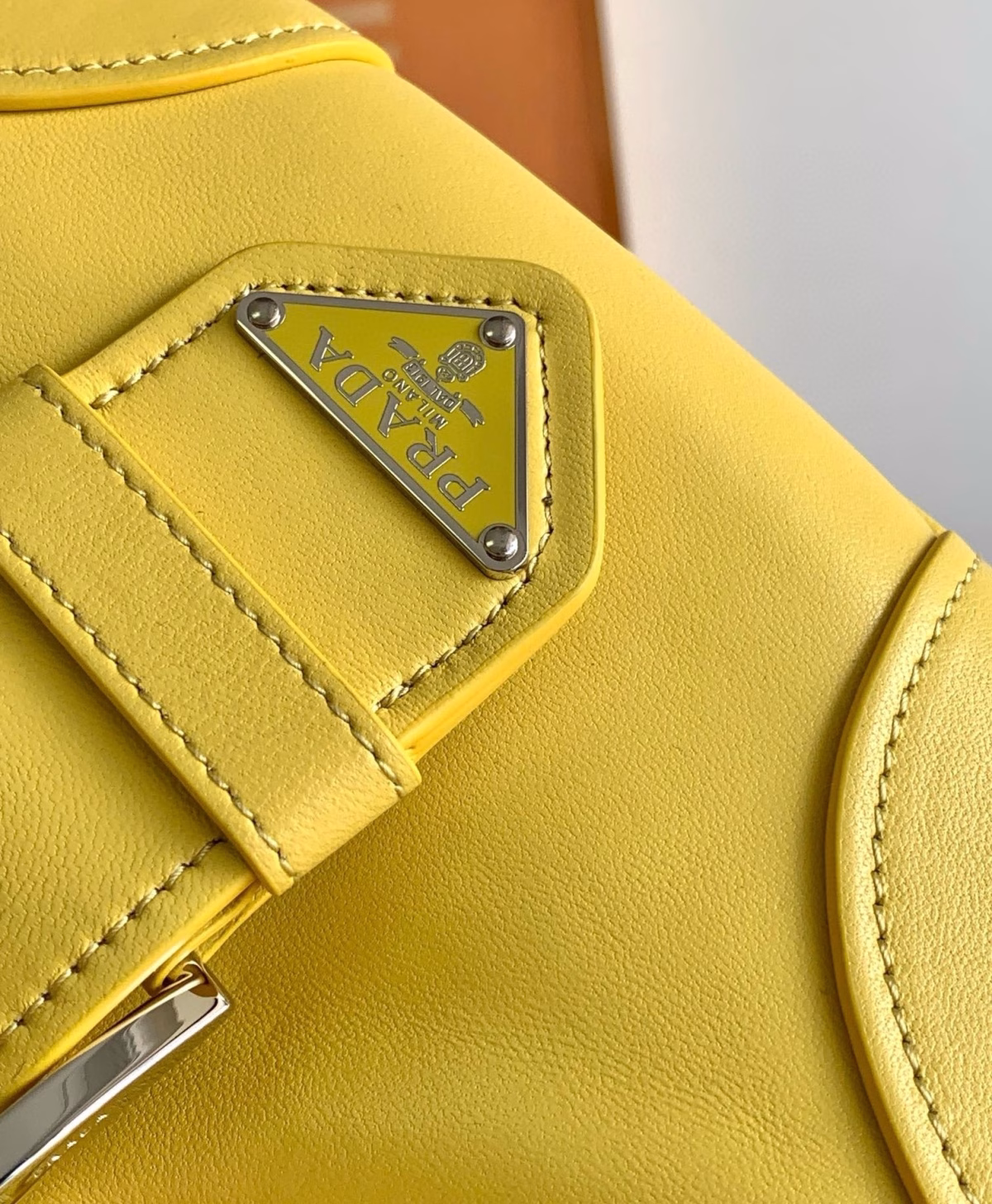 Prada Moon Bag in Yellow Padded Nappa Leather - Image 4