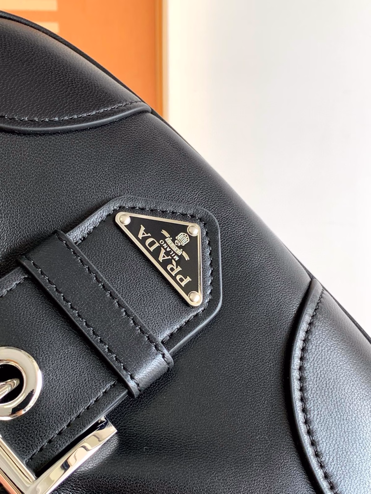 Prada Moon Bag in Black Re-Nylon and Leather - Image 5