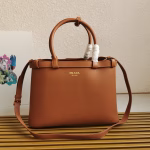 Prada Buckle Medium Bag with Double Belt in Brown Leather - Image 10