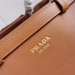 Prada Buckle Medium Bag with Double Belt in Brown Leather - Image 8