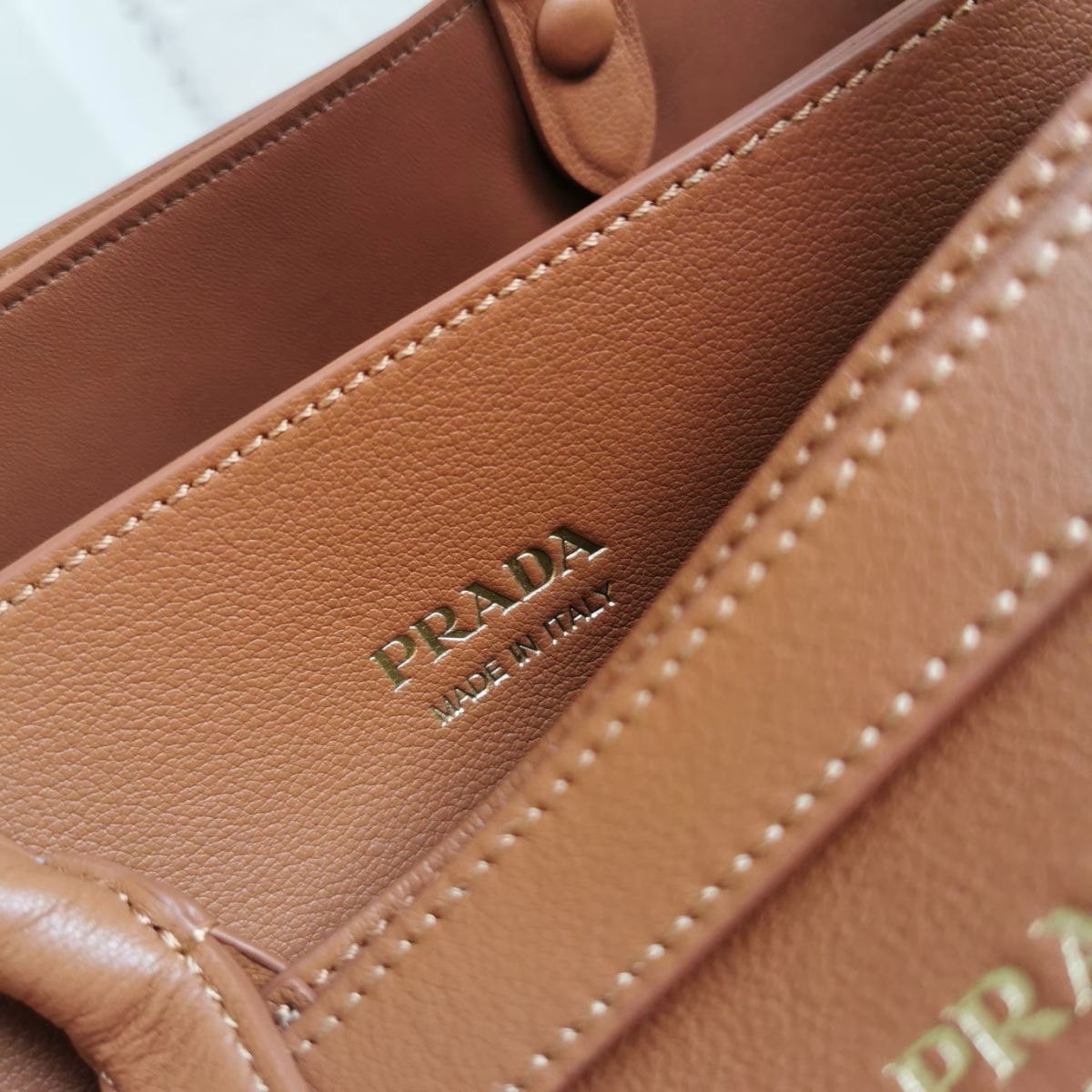 Prada Buckle Medium Bag with Double Belt in Brown Leather - Image 9