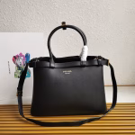 Prada Buckle Medium Bag with Double Belt in Black Leather - Image 7