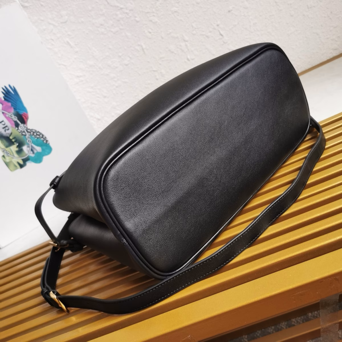 Prada Buckle Medium Bag with Double Belt in Black Leather - Image 10