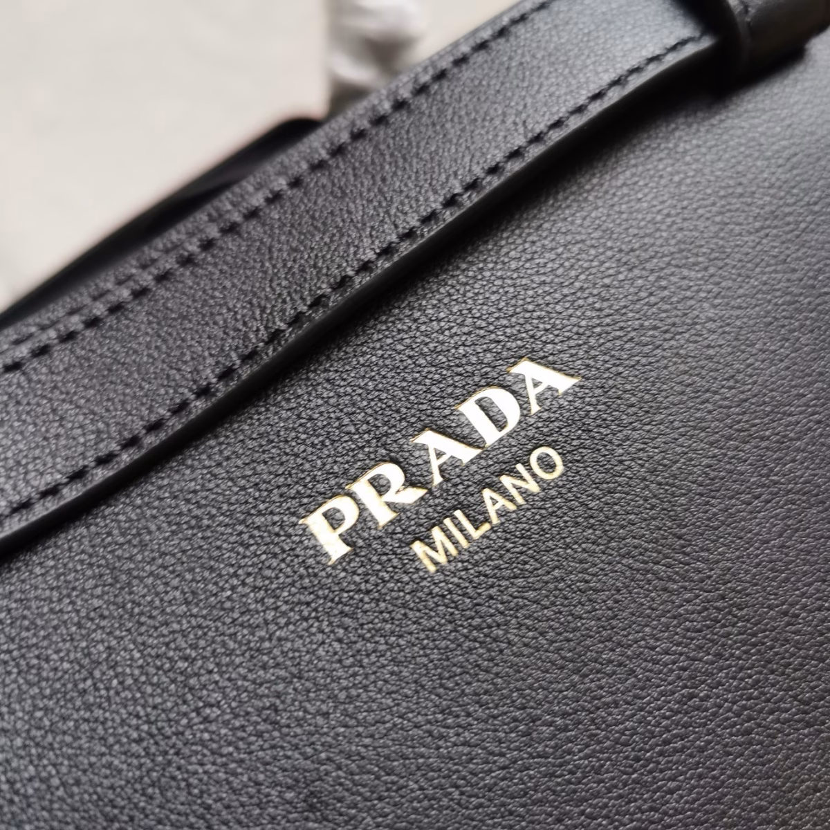 Prada Buckle Medium Bag with Double Belt in Black Leather - Image 3