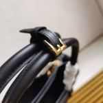 Prada Buckle Medium Bag with Double Belt in Black Leather - Image 6