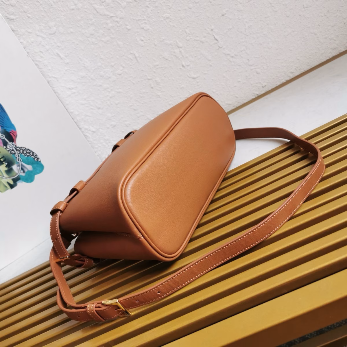 Prada Buckle Small Bag with Double Belt in Brown Leather - Image 5