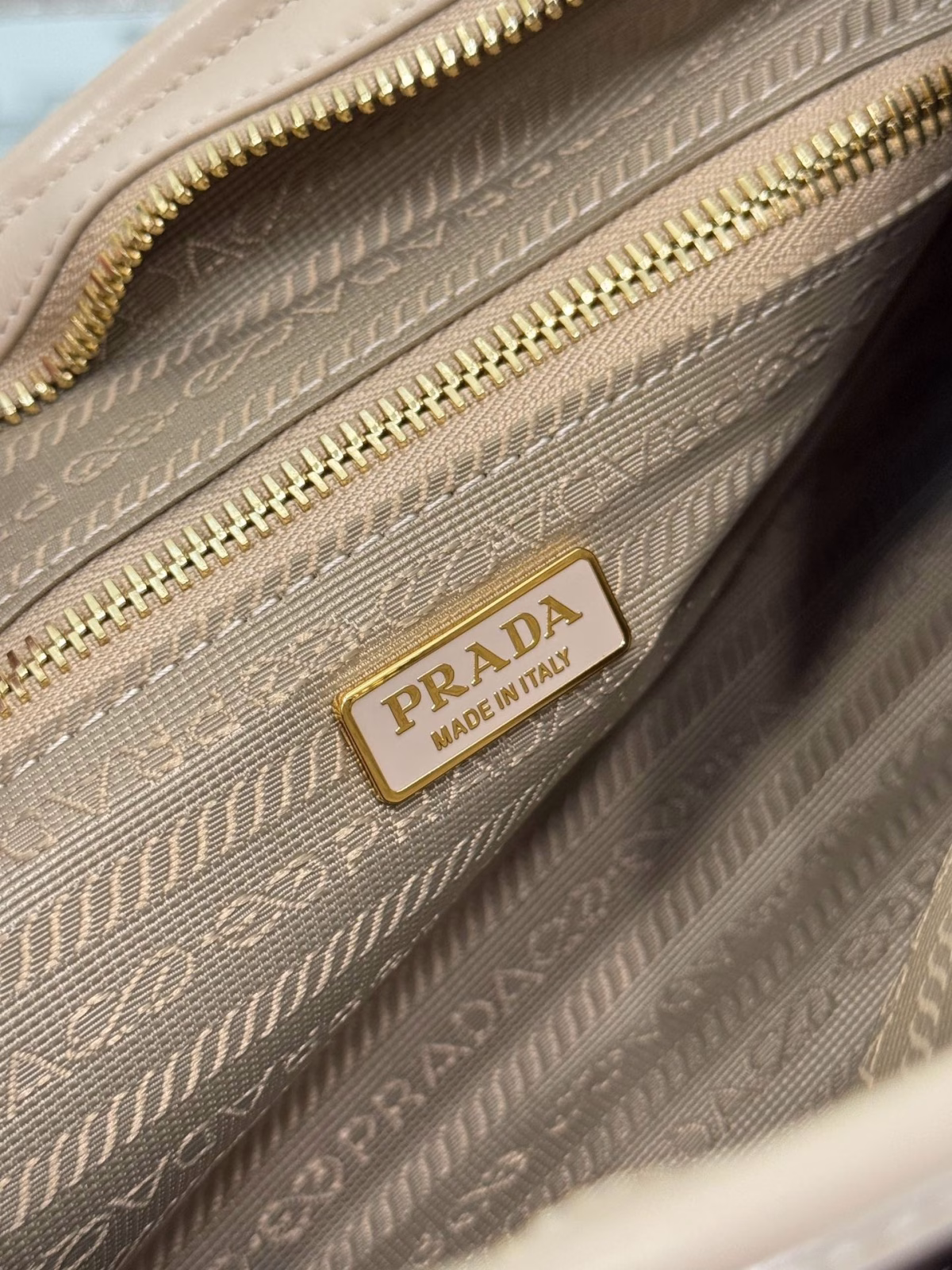 Prada Medium Tote Bag in Beige Soft Leather - Image 10