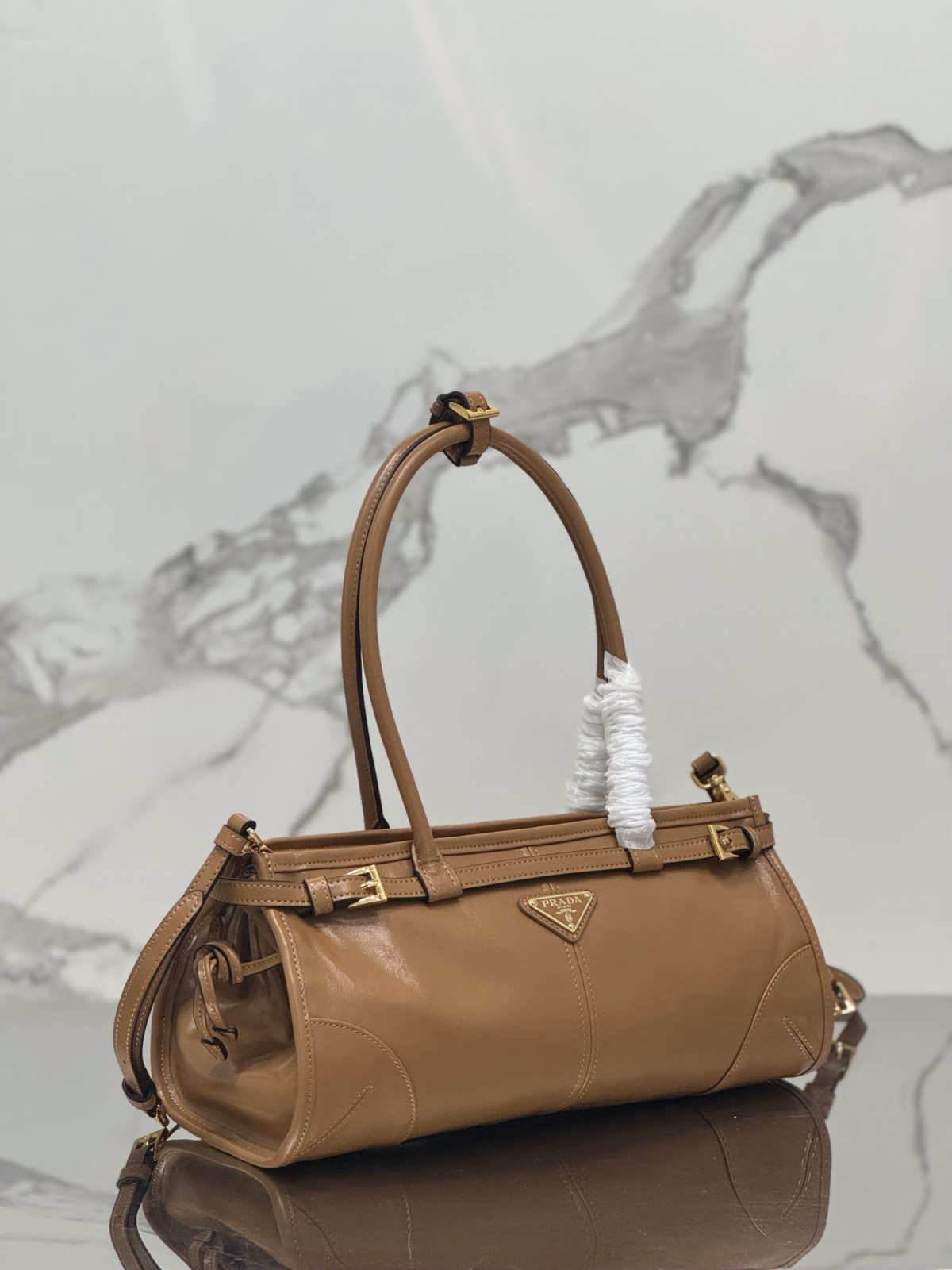 Prada Medium Tote Bag in Brown Soft Leather - Image 5