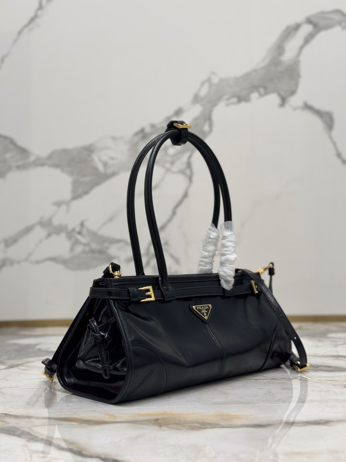 Prada Medium Tote Bag in Black Soft Leather - Image 8
