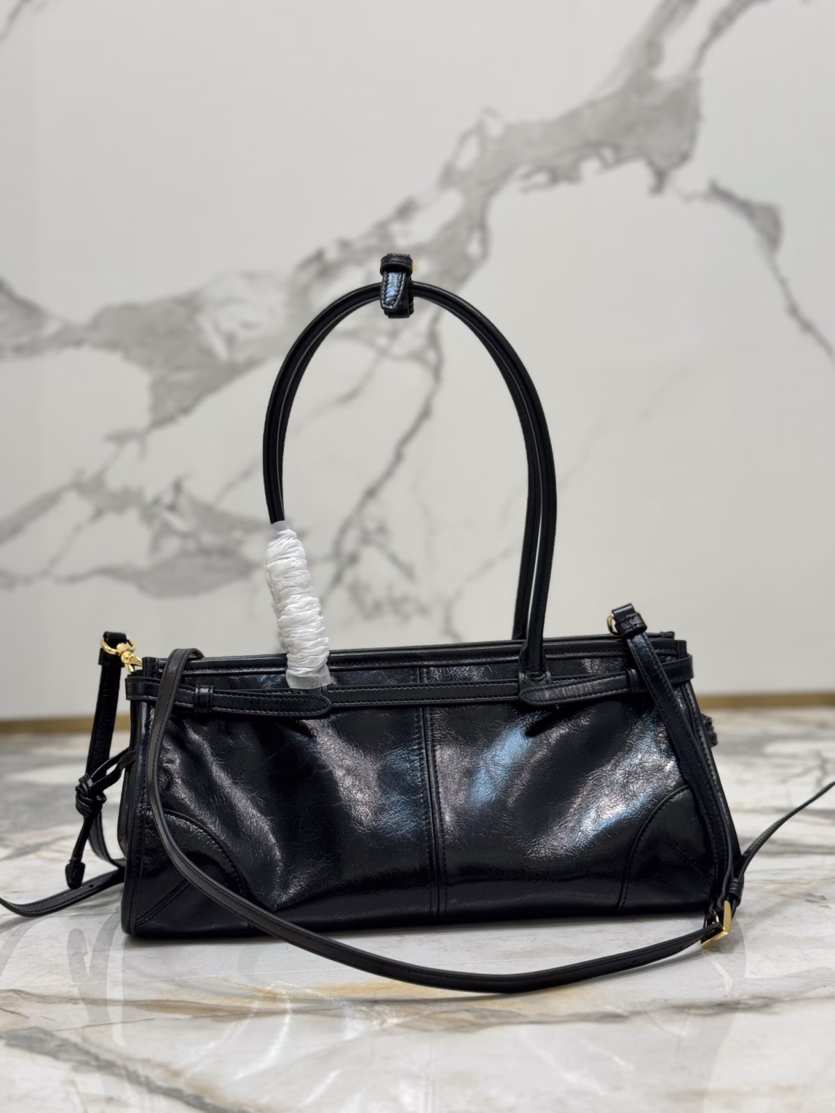Prada Medium Tote Bag in Black Soft Leather - Image 9