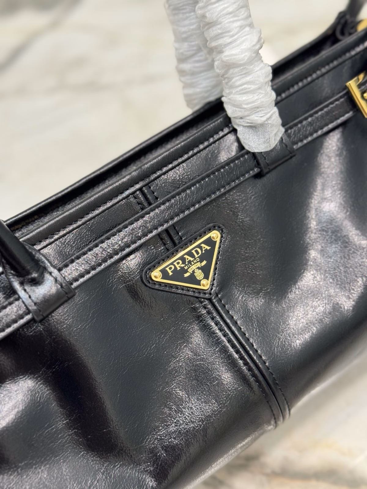 Prada Medium Tote Bag in Black Soft Leather - Image 10