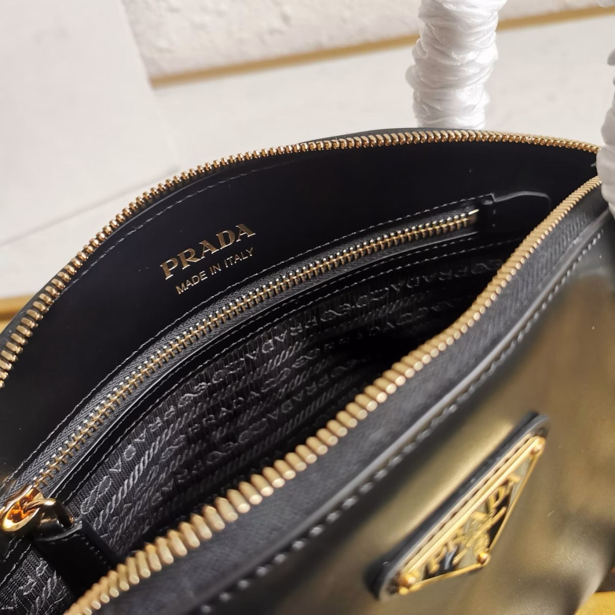 Prada Arque Shoulder Bag with Flap in Brown Leather - Image 4