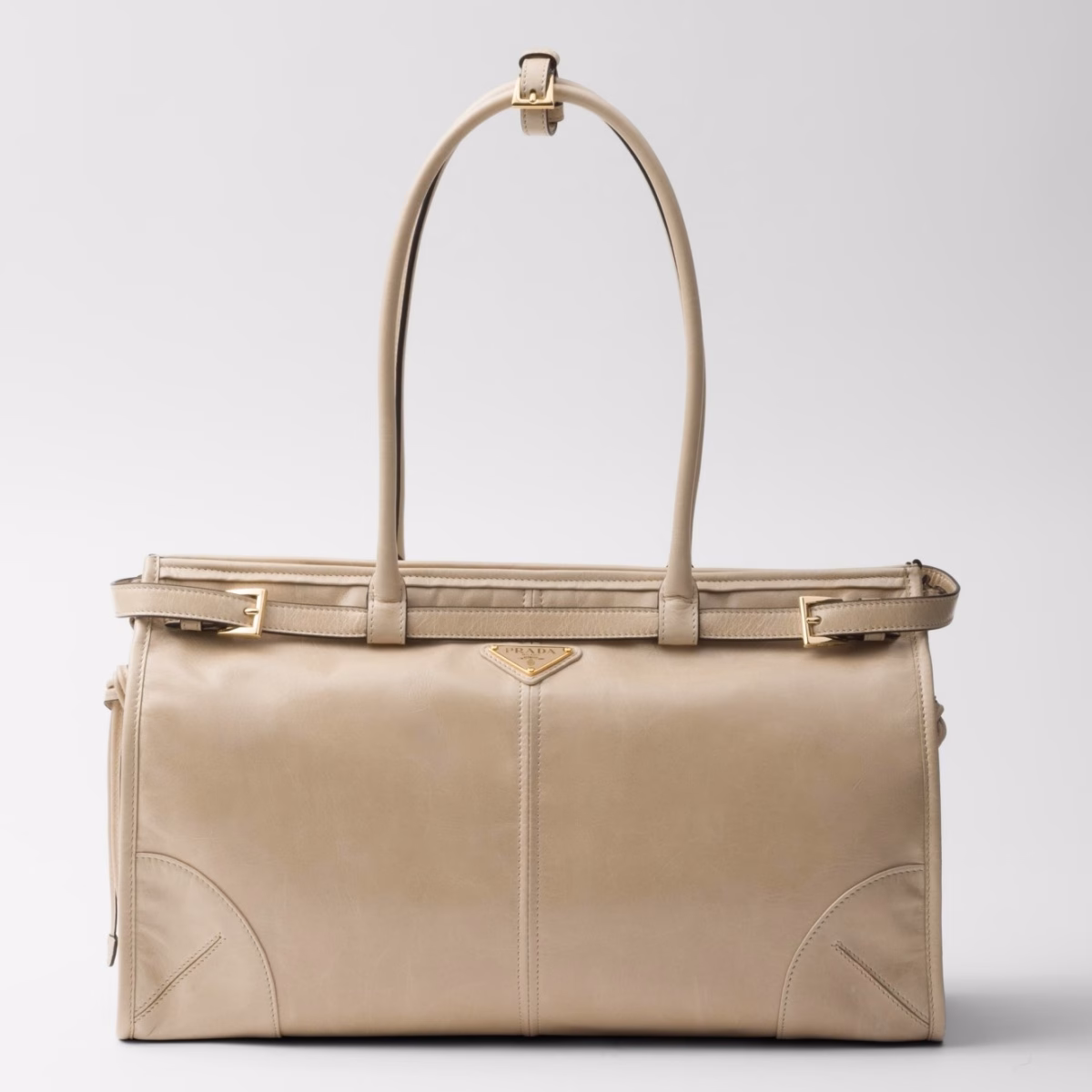 Prada Large Tote Bag in Beige Soft Leather - Image 1