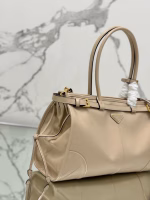 Prada Large Tote Bag in Beige Soft Leather - Image 3