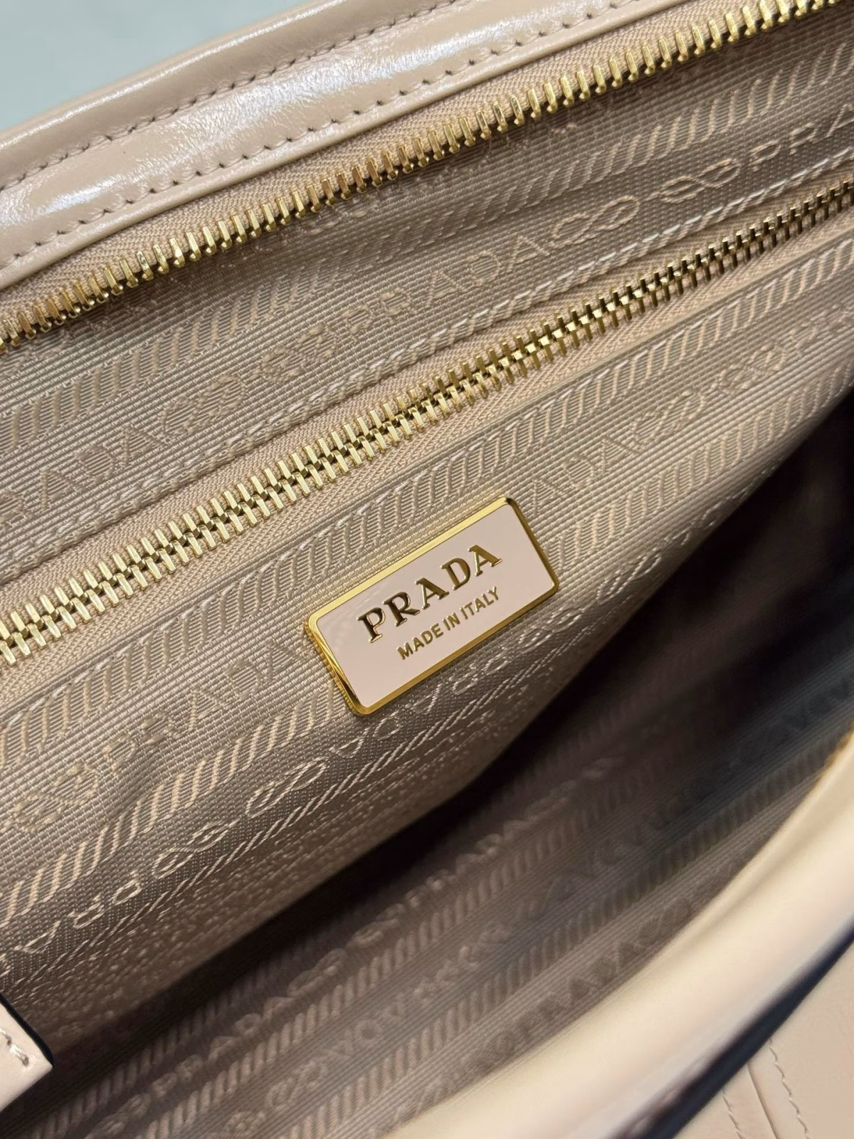 Prada Large Tote Bag in Beige Soft Leather - Image 9