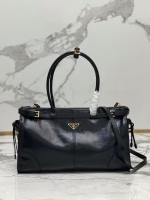 Prada Large Tote Bag in Black Soft Leather - Image 9