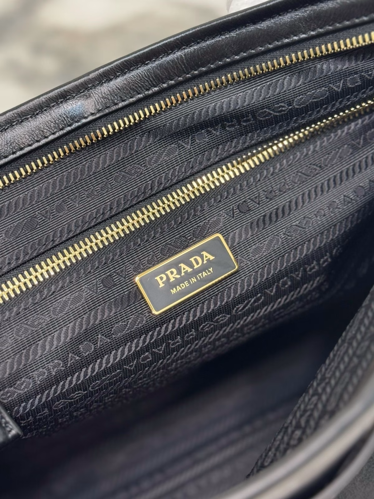 Prada Large Tote Bag in Black Soft Leather - Image 4