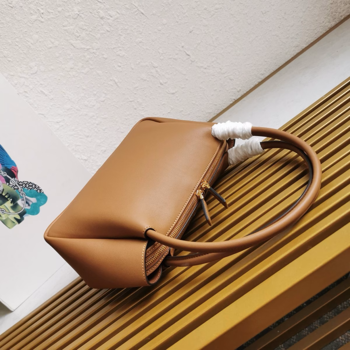 Prada Shoulder Bag in Brown Calfskin with Triangle Logo - Image 4