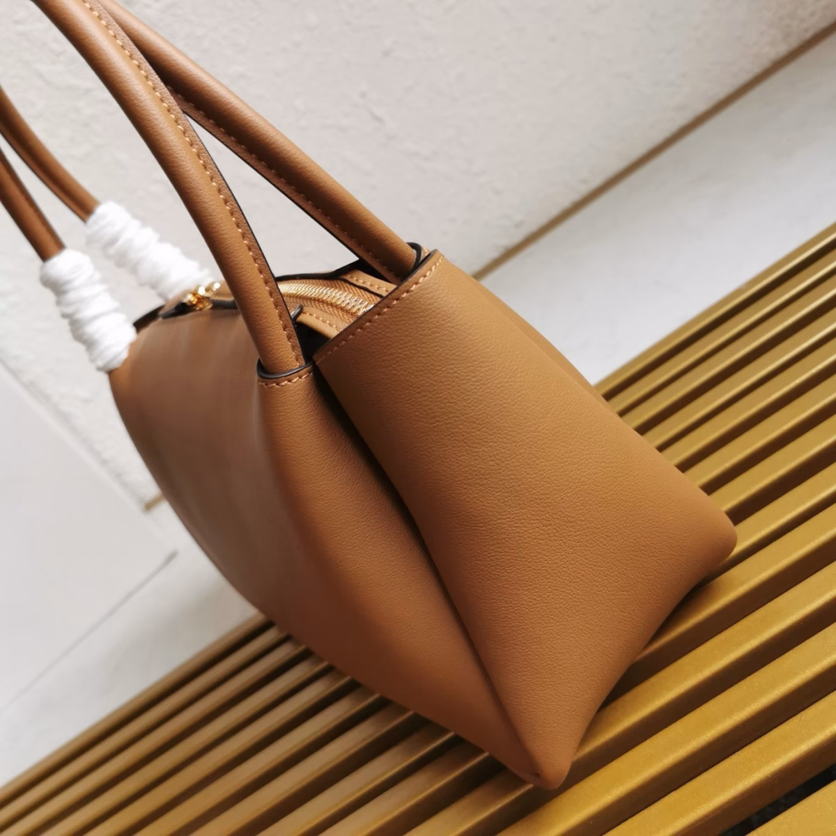 Prada Shoulder Bag in Brown Calfskin with Triangle Logo - Image 9