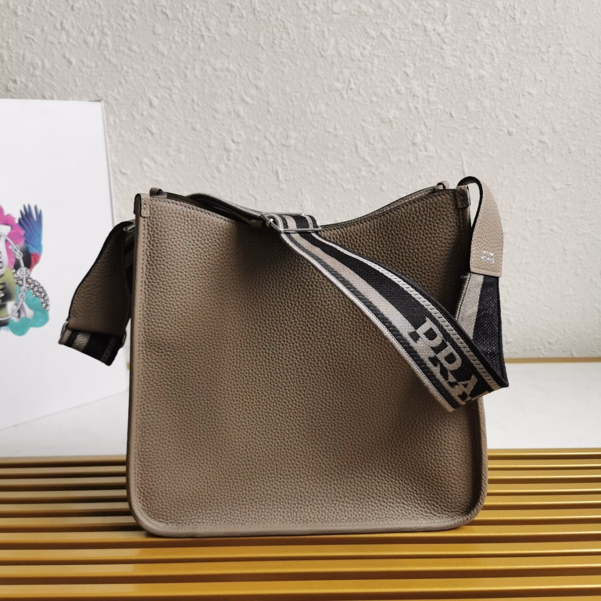 Prada Hobo Bag in Grey Grained Leather - Image 10