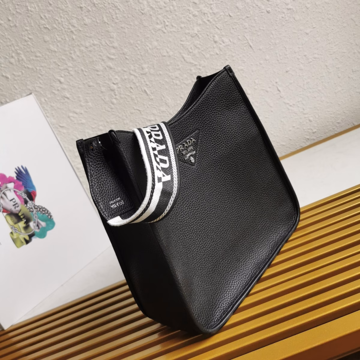 Prada Hobo Bag in Black Grained Leather - Image 9