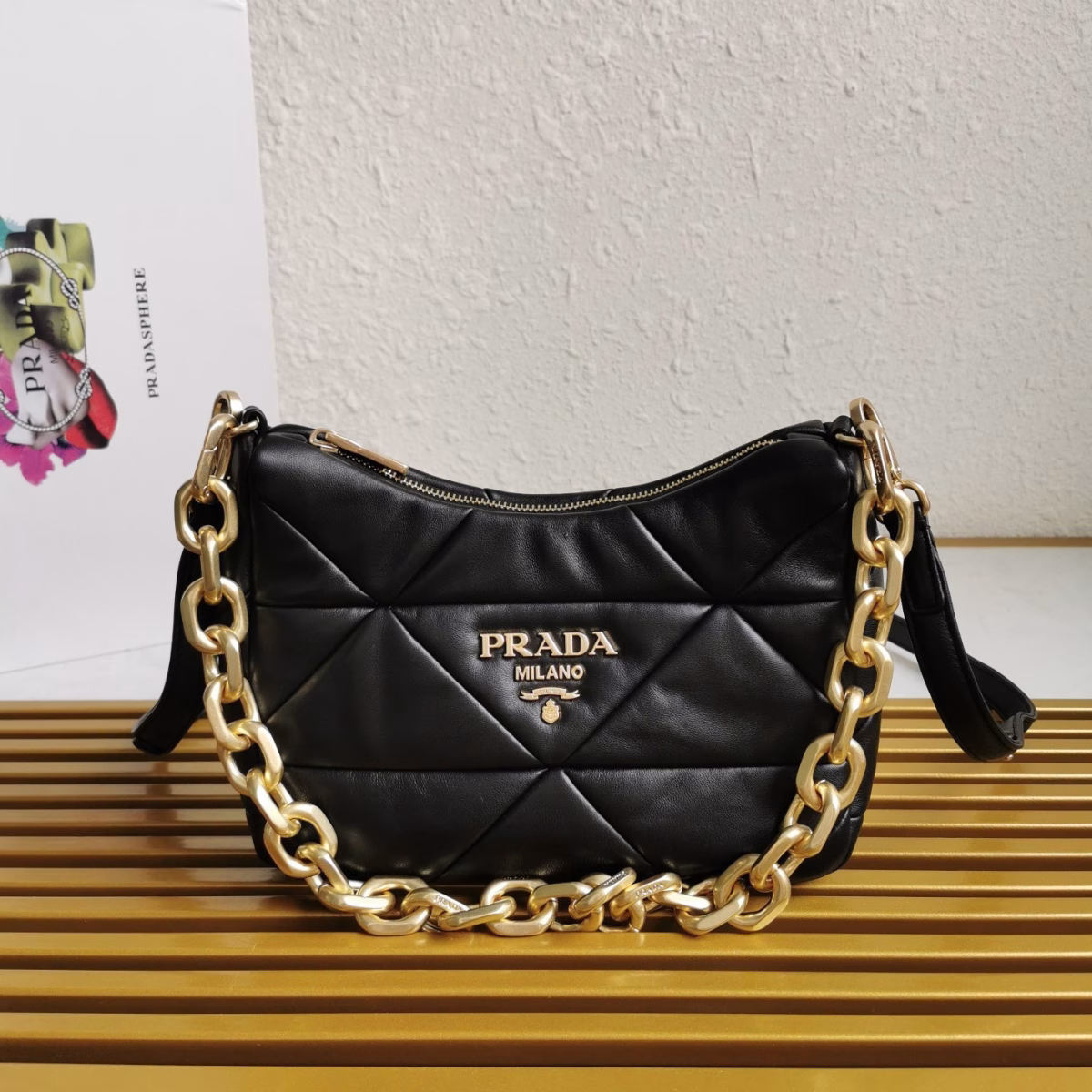 Prada System Patchwork Bag in Black Nappa Leather - Image 7