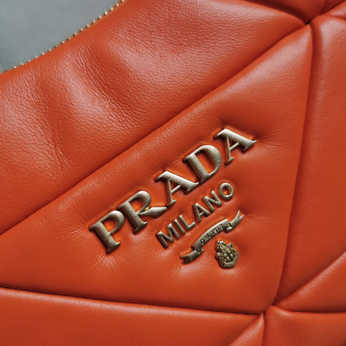 Prada System Patchwork Bag in Orange Nappa Leather - Image 4