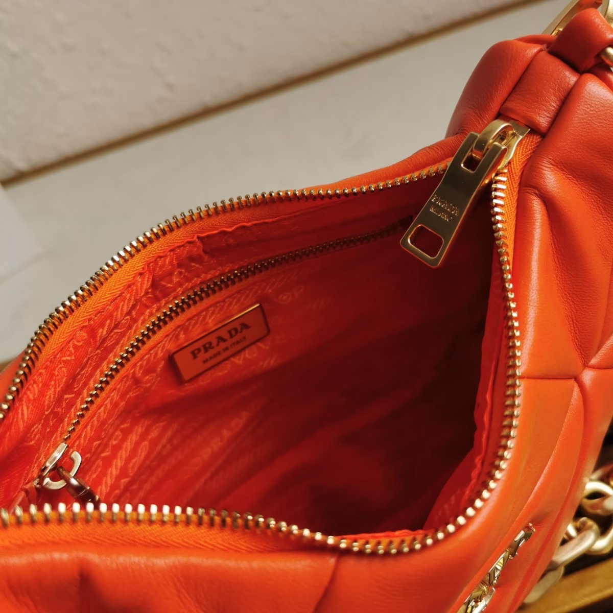 Prada System Patchwork Bag in Orange Nappa Leather - Image 7