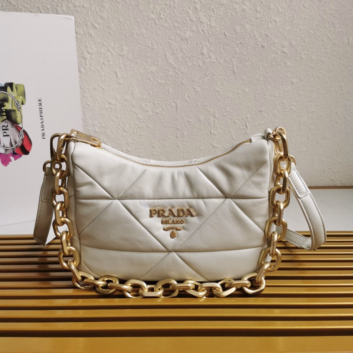 Prada System Patchwork Bag in White Nappa Leather - Image 9