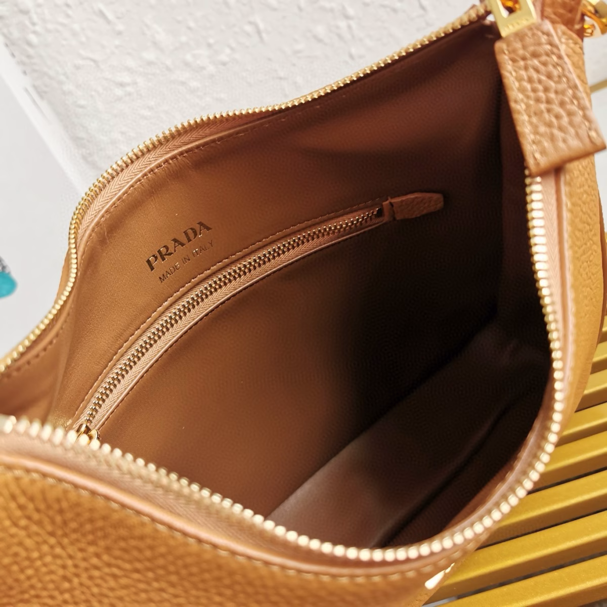 Prada Shoulder Bag in Brown Grained Leather - Image 2