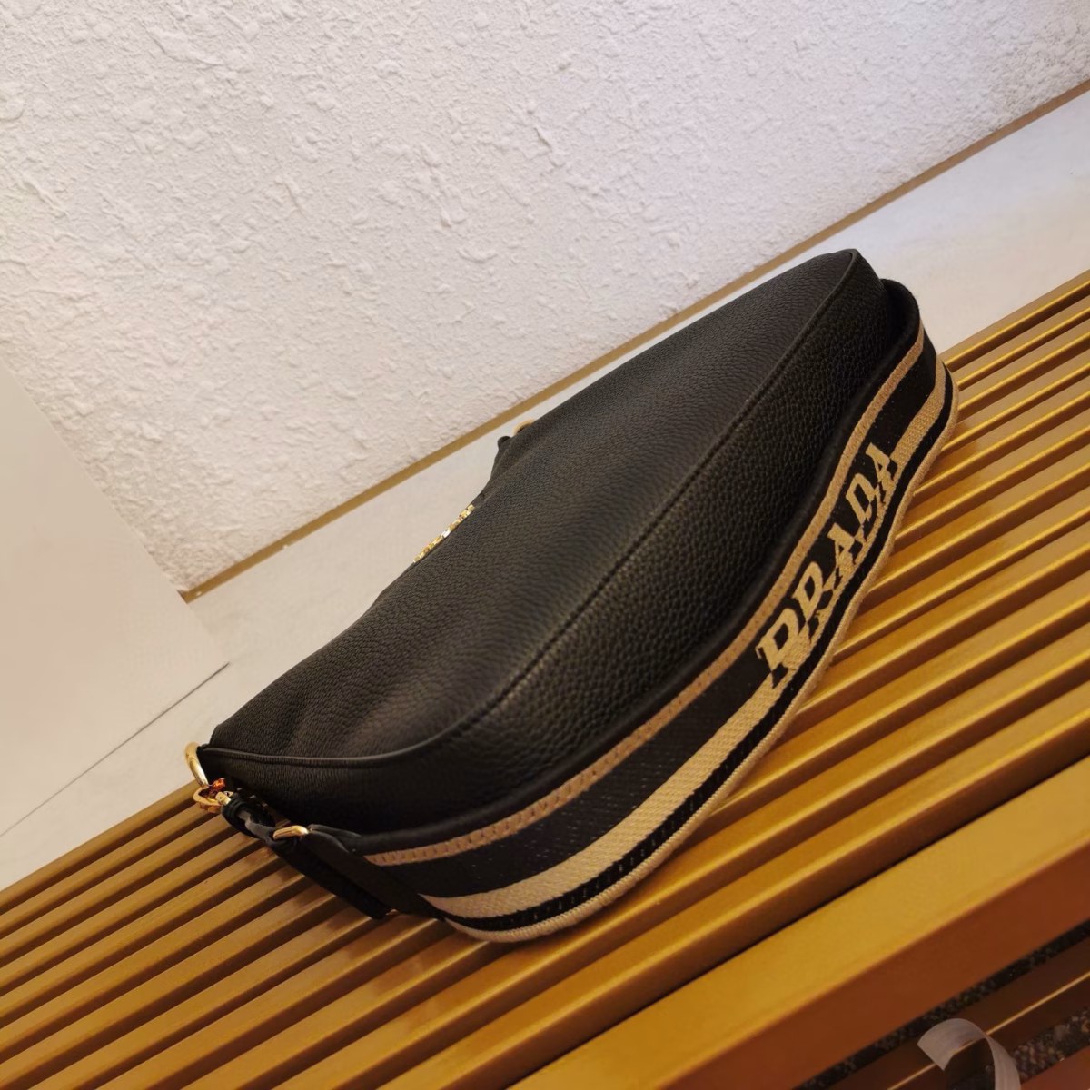 Prada Shoulder Bag in Black Grained Leather - Image 3
