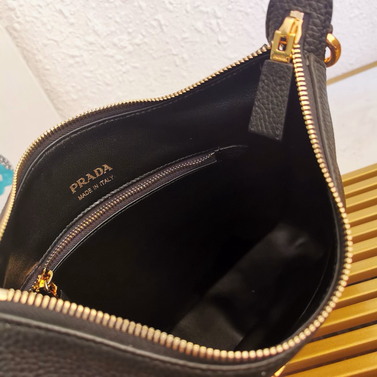 Prada Shoulder Bag in Black Grained Leather - Image 6