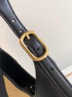 Prada Shoulder Bag in Woven Straw and Black Leather - Image 2