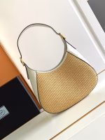 Prada Shoulder Bag in Woven Straw and White Leather - Image 8