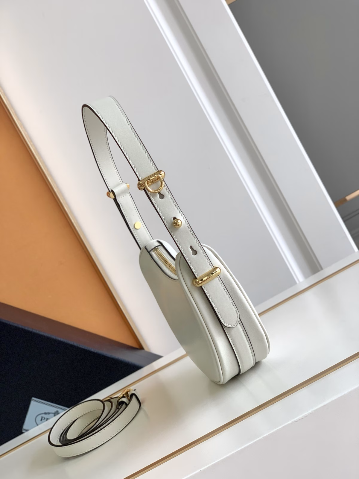 Prada Arque Mini Shoulder Bag in White Leather - Image 2