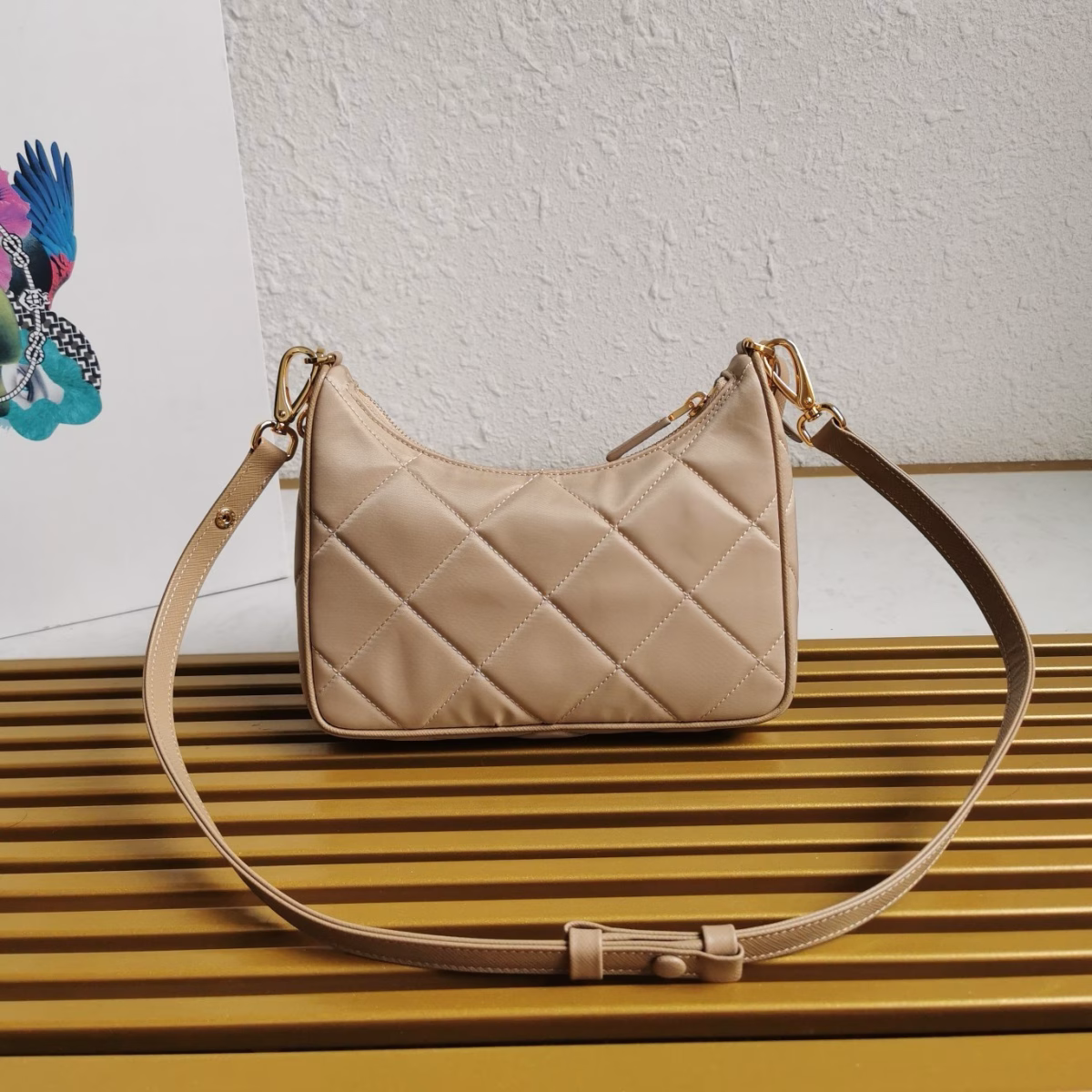 Prada Re-Edition 1995 Chaine Mini Bag in Beige Re-Nylon - Image 2