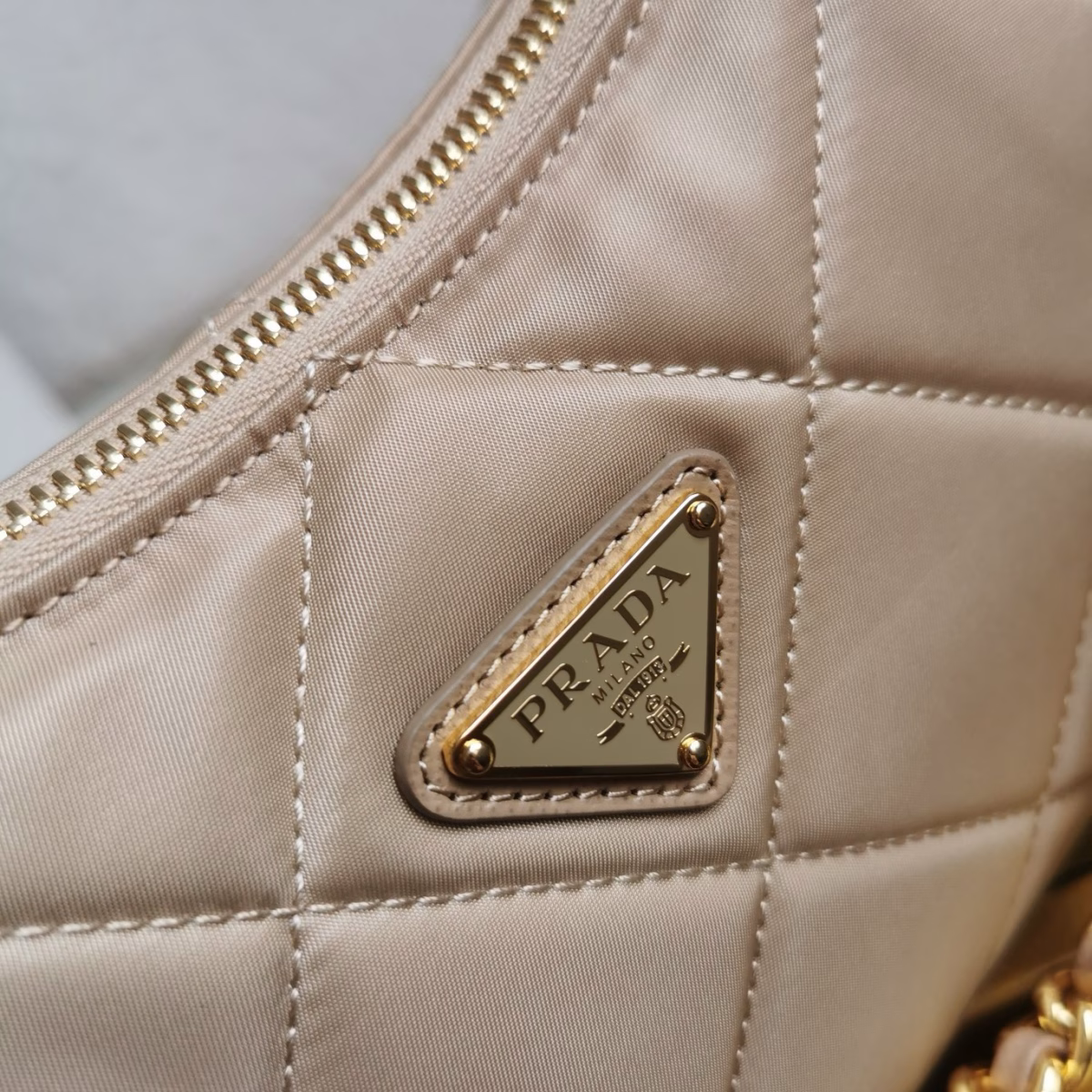 Prada Re-Edition 1995 Chaine Mini Bag in Beige Re-Nylon - Image 10