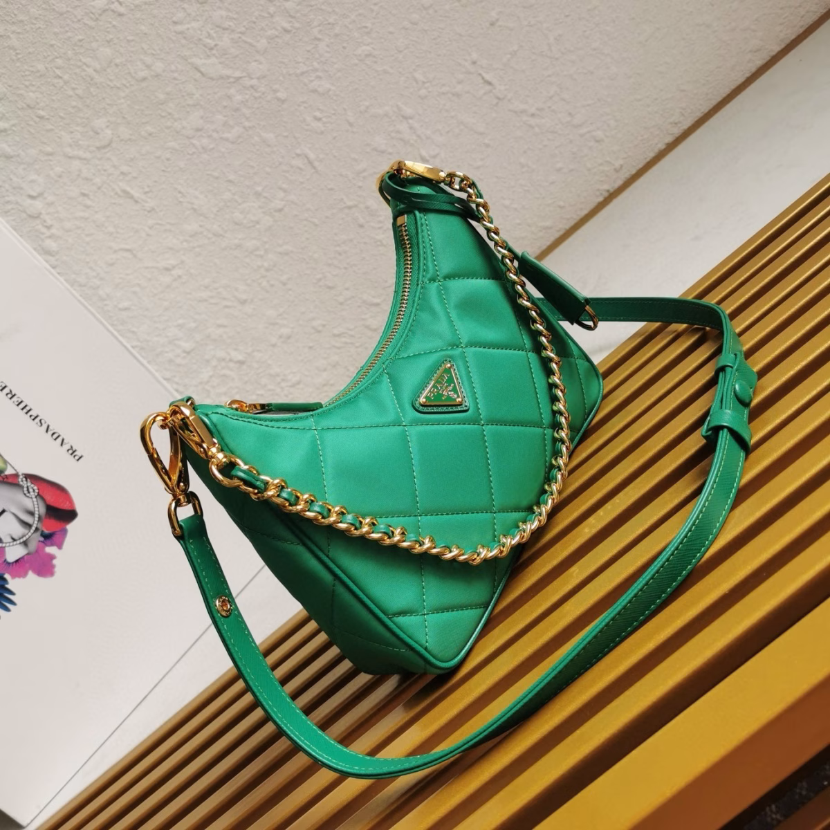 Prada Re-Edition 1995 Chaine Mini Bag in Green Re-Nylon - Image 10