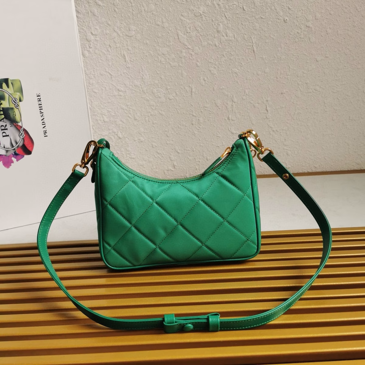 Prada Re-Edition 1995 Chaine Mini Bag in Green Re-Nylon - Image 6