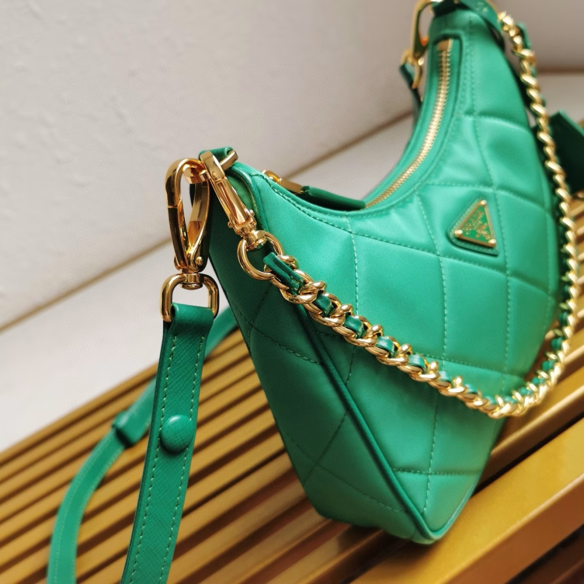 Prada Re-Edition 1995 Chaine Mini Bag in Green Re-Nylon - Image 7